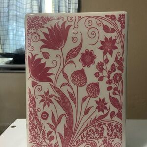 Floral Pink White Ceramic Vase